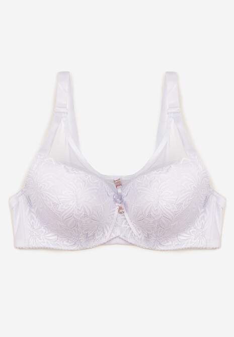 Biały Koronkowy Biustonosz Full Cup Ozdobiony Cyrkoniami Helleboria