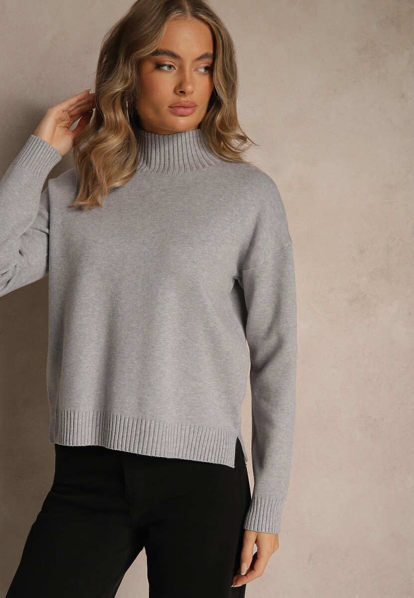 Szary Gładki Golf Casual Raliana