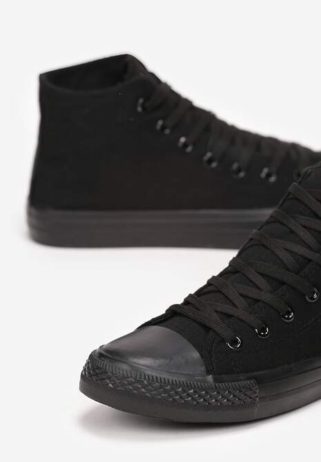 Czarne Trampki za Kostkę Sznurowane Fenor