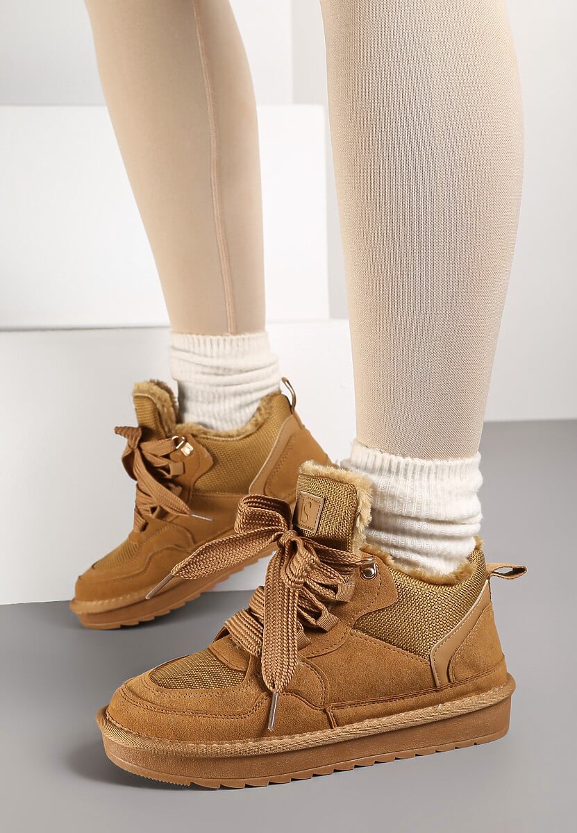 Czarne Zimowe Sneakersy Vices Stylizowane na Śniegowce z Futerkiem Tennira