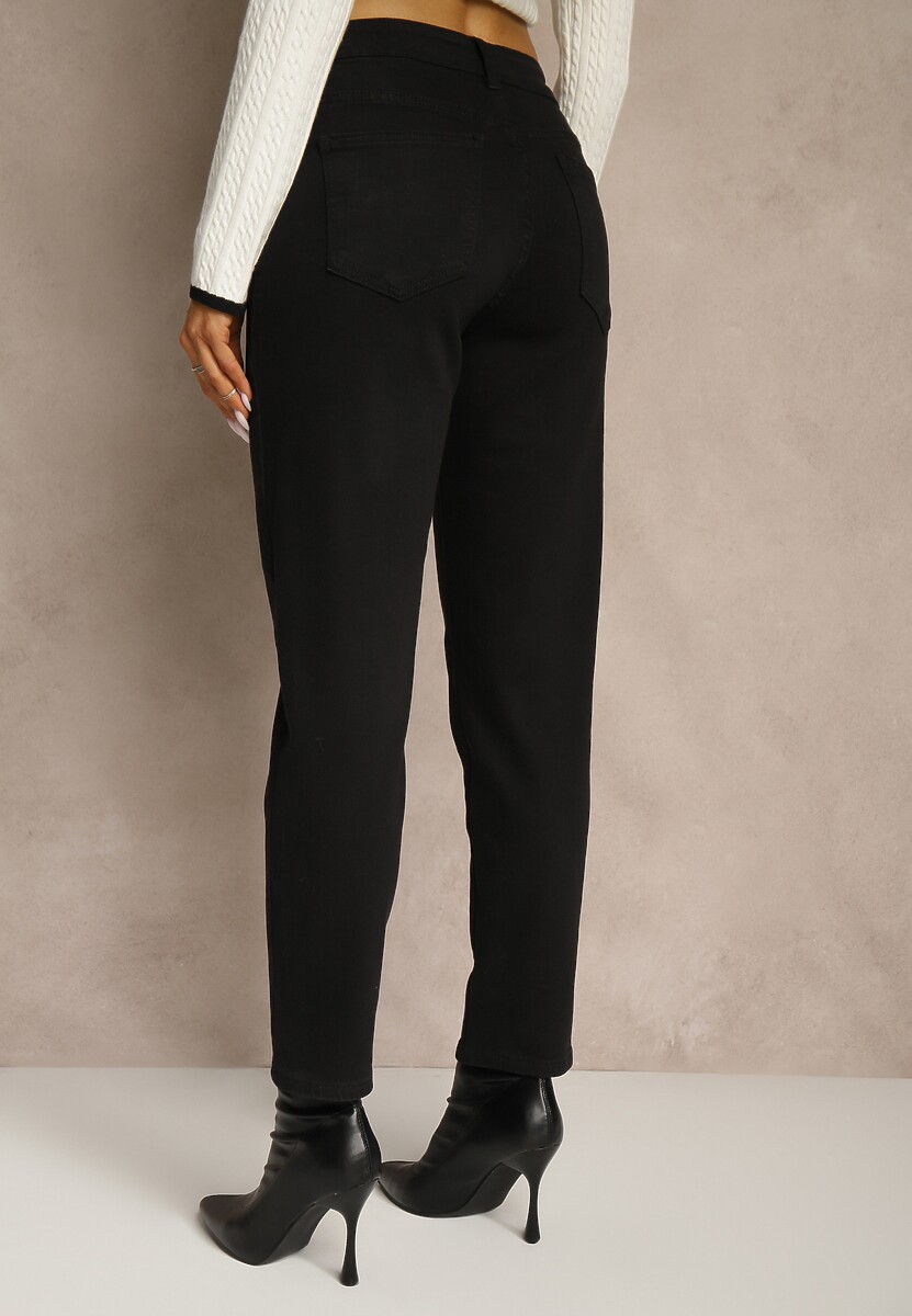 Czarne Jeansy Mom Fit High Waist Kasena