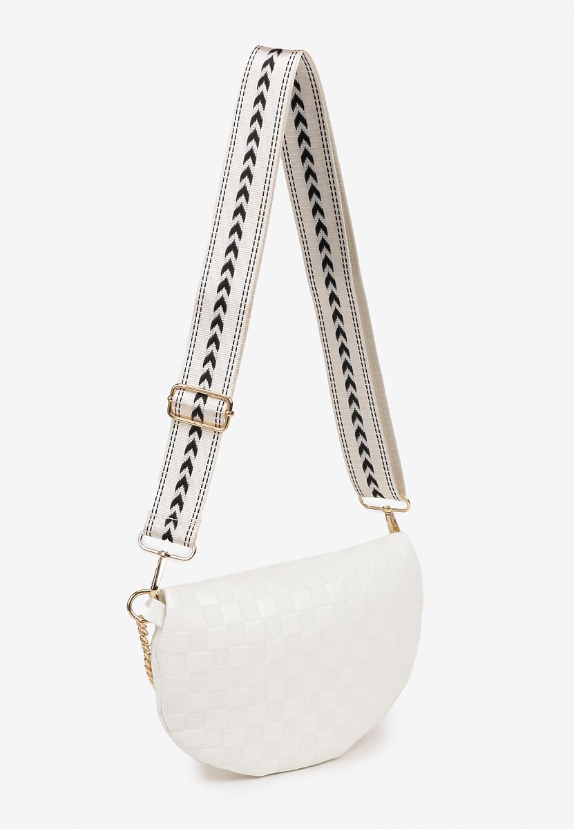 Biała Tłoczona Nerka z Łańcuszkiem i Dodatkowym Szerokim Paskiem Alisvara