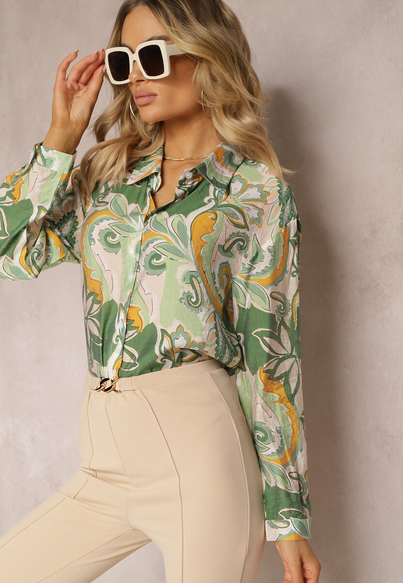 Niebiesko-Fioletowa Klasyczna Koszula w Abstrakcyjny Print Hastar