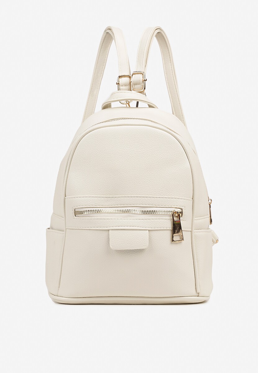 Biały Mały Plecak Trapezowy Zdobiony Aplikacją Paseriela