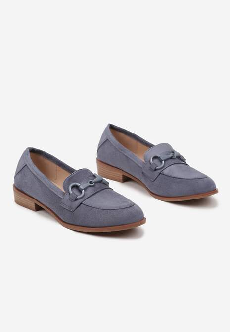 Niebieskie Mokasyny Vices z Wkładką ze Skóry Naturalnej Zdobione Łańcuszkiem Delariona