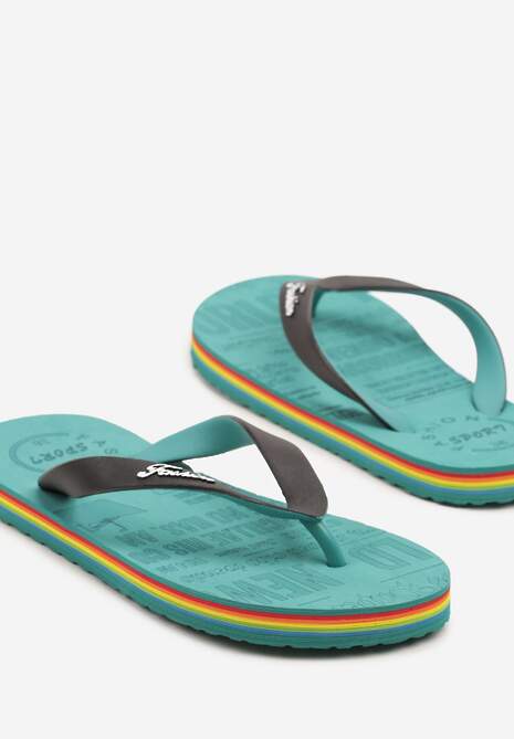 Niebiesko-Zielone Japonki z Ozdobnymi Napisami Tallivori