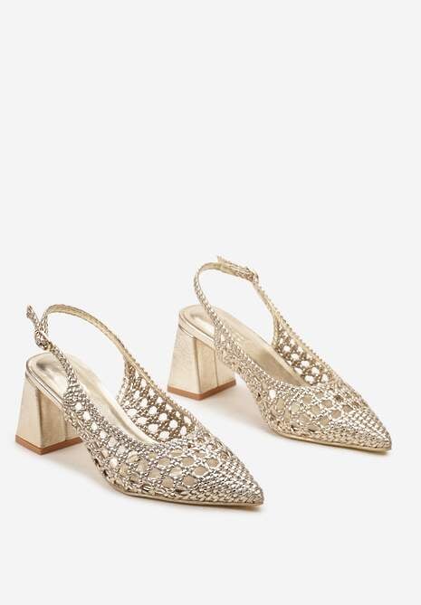 Złote Czółenka na Słupku w Szpic bez Pięty Adiakka