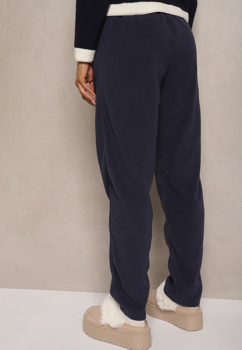 Granatowe Spodnie Dresowe z Gumką w Pasie Imith