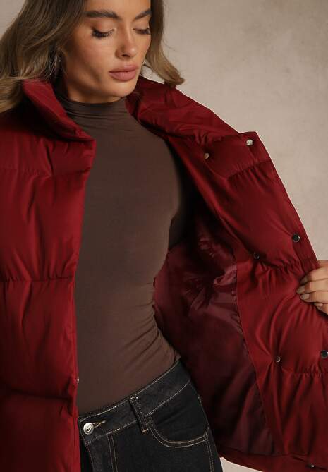 Bordowa Pikowana Kurtka na Napy Elriona
