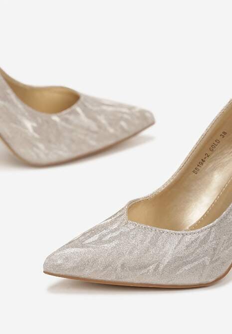 Złote Szpilki Brokatowe z Połyskiem Yeanisa