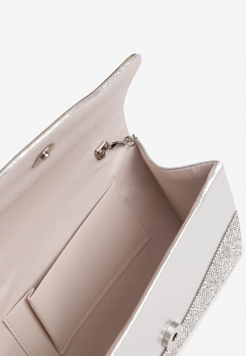 Srebrna Mała Torebka z Rączką i Łańcuszkiem na Magnes z Cyrkoniami Fanatia