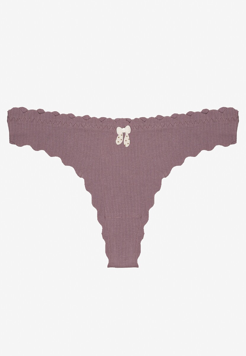Fioletowe Prążkowane Majtki Stringi z Bawełny Ilweda
