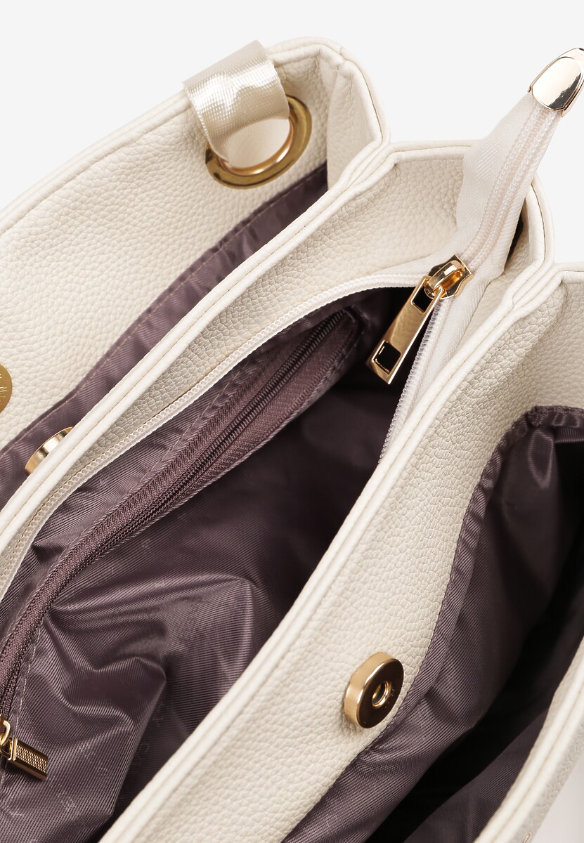 Biała Torebka na Ramię w Klasycznym Stylu z Klapą Idaletia