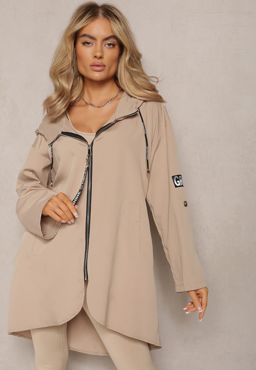 Beżowa Kurtka Wiatrówka Oversize Palishe