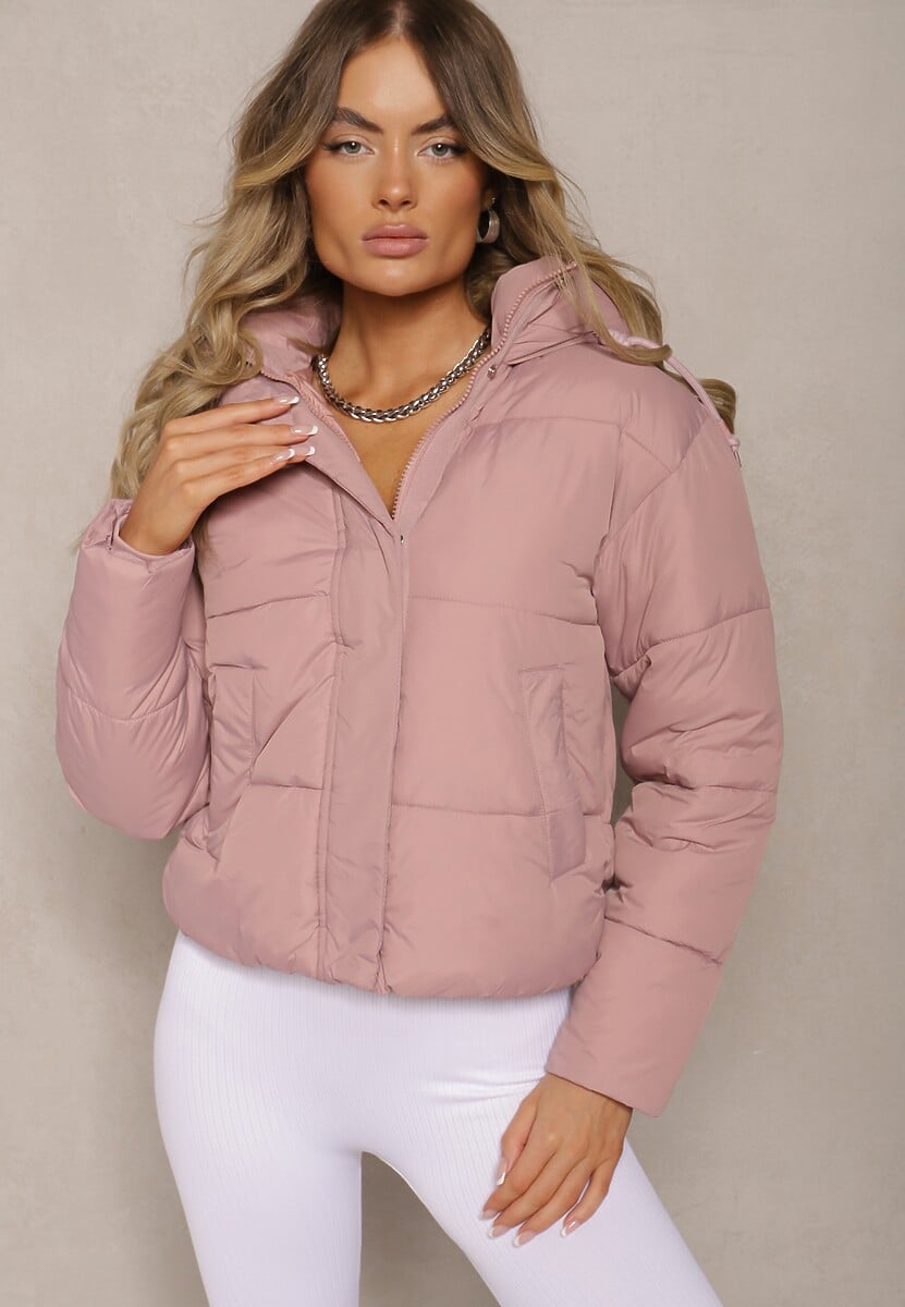 Czarna Kurtka Pikowana Puffer z Kapturem Mivvia