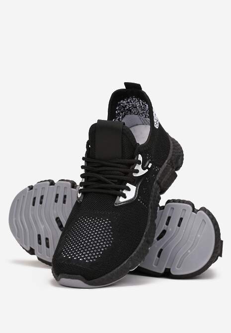 Czarne Buty Sportowe przed Kostkę z Perforacją Shoseal