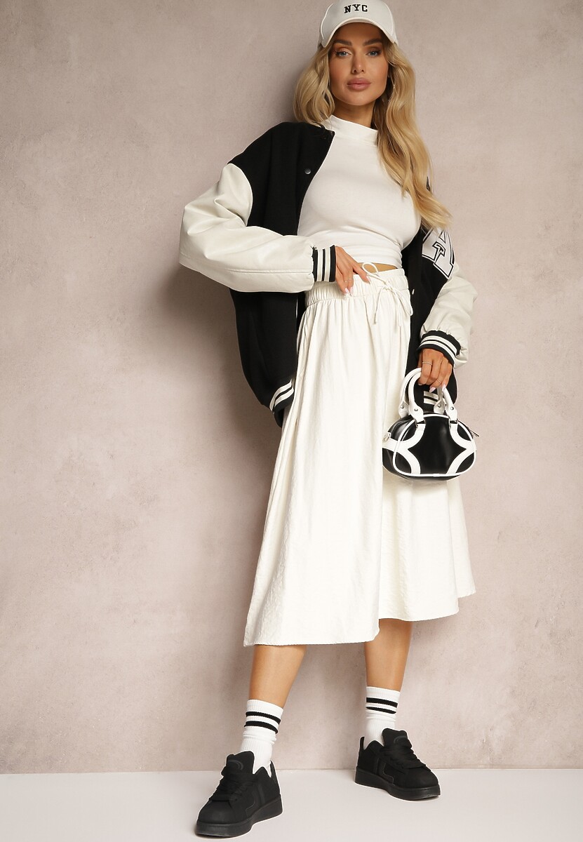 Różowa Spódnica o Rozkloszowanym Kroju Ściągana w Pasie Rigelia