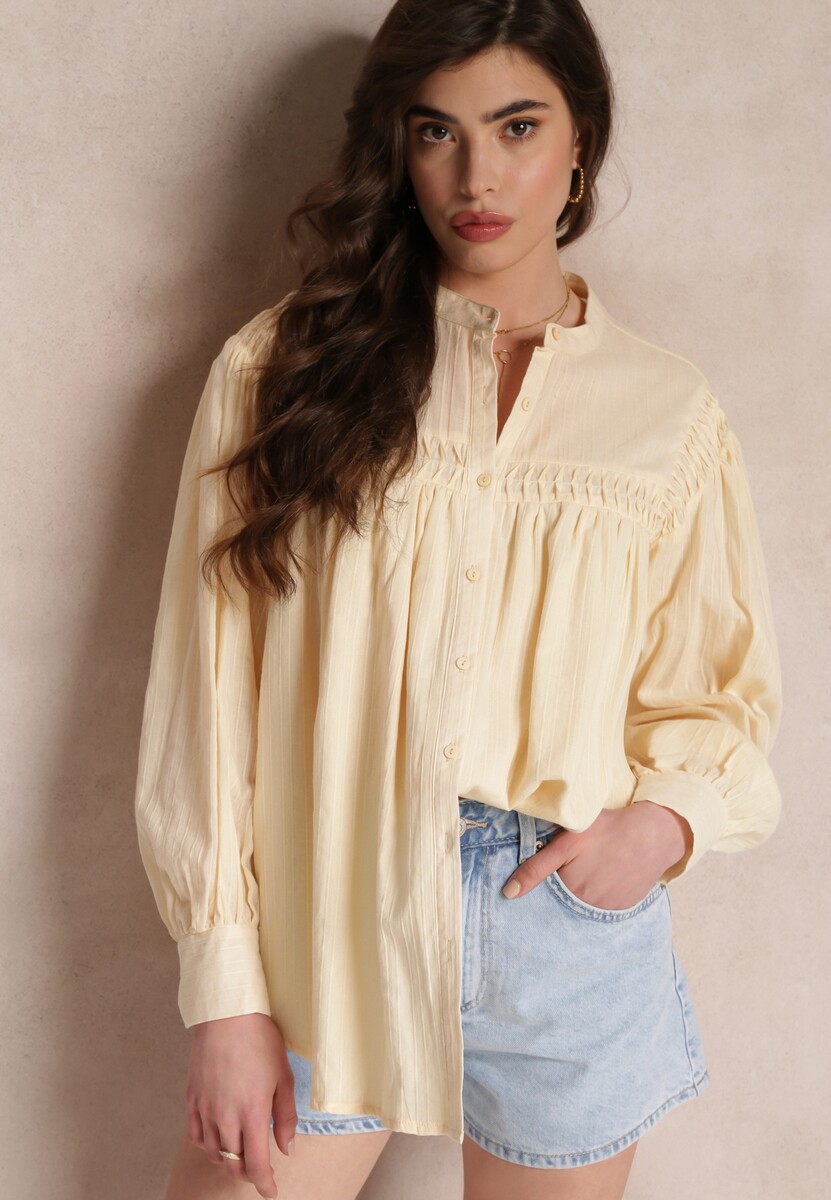 Biała Koszula z Bawełny z Ozdobnymi Wstawkami Lakinia