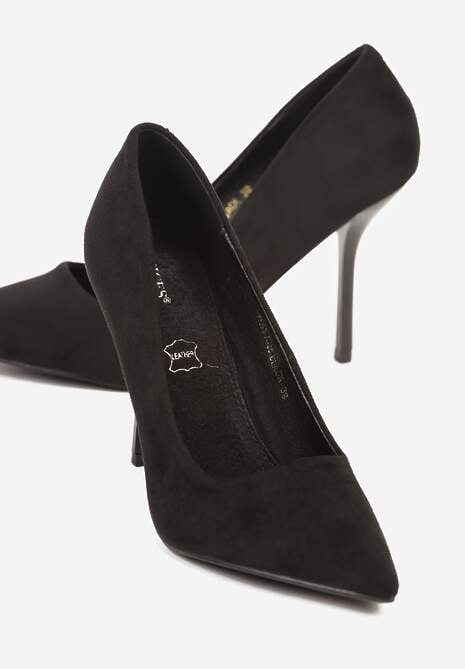 Czarne Szpilki Vices w Klasycznym Stylu ze Skórzaną Wkładką Verile