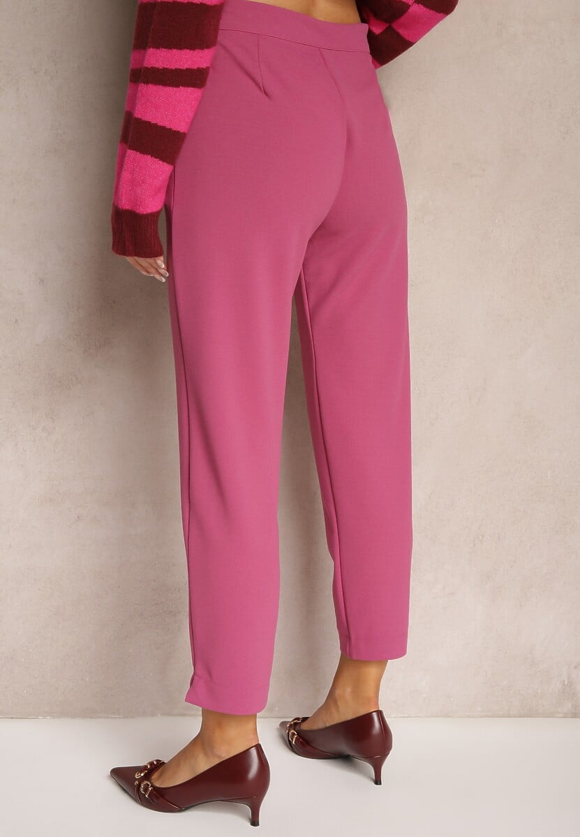 Fuksjowe Spodnie o Klasycznym Eleganckim Fasonie z Kieszeniami Mefira