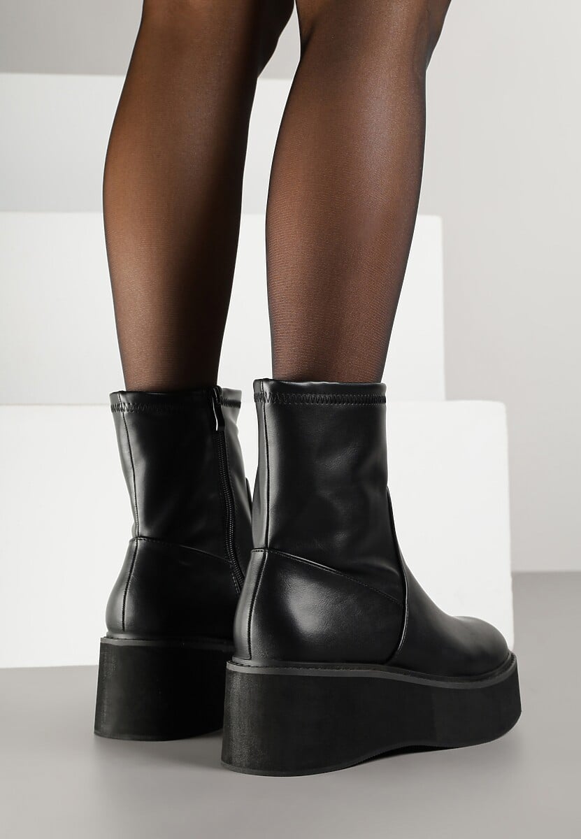 Czarne Botki Vices na Platformie w Stylu Cyber Rivitte