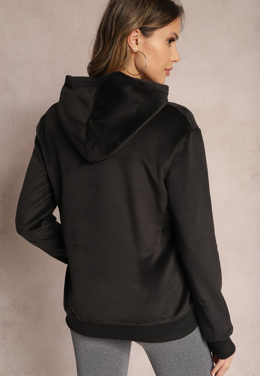 Czarna Bluza z Kapturem i Haftowanym Napisem Lahma