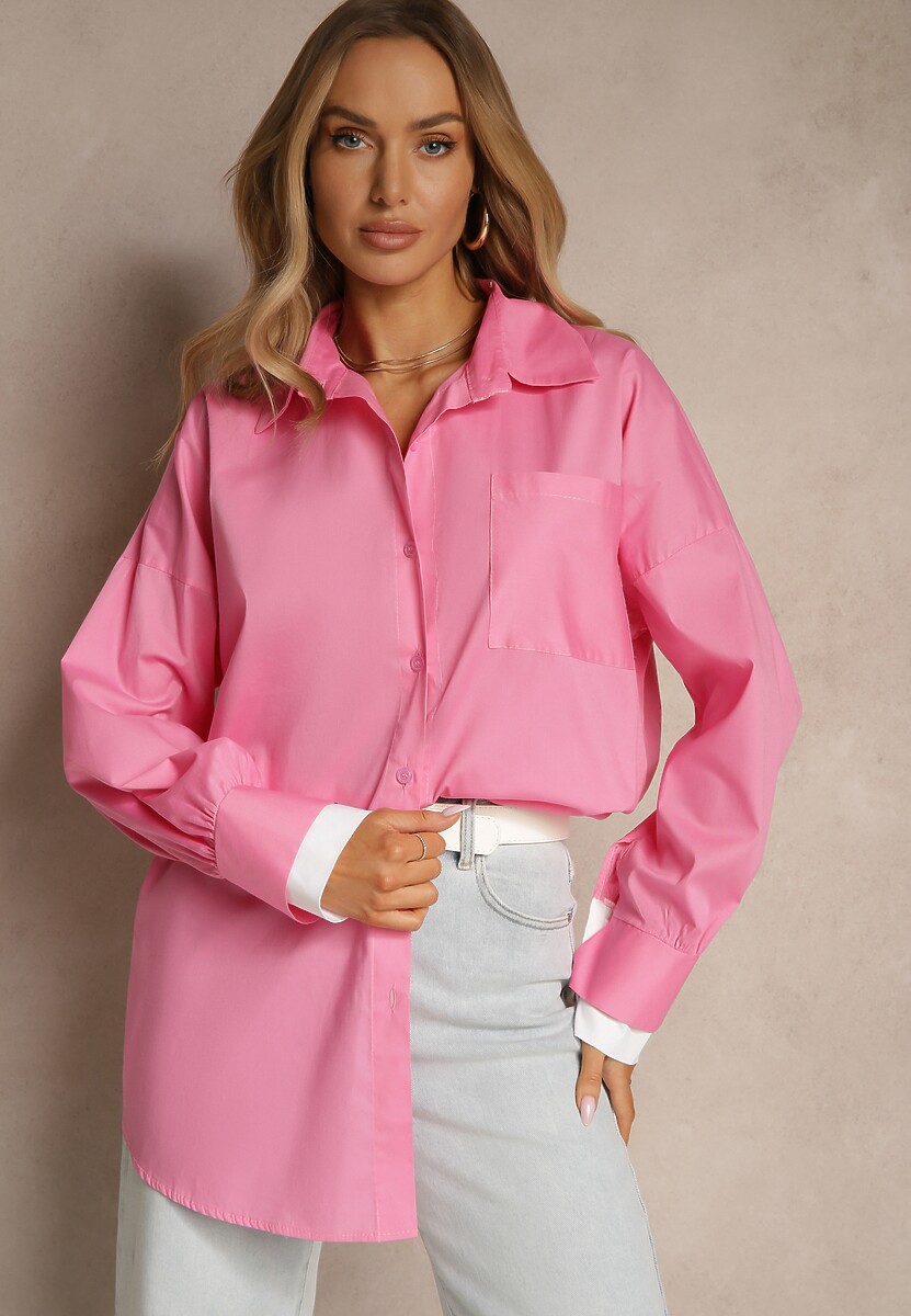 Fuksjowa Bawełniana Koszula Typu Oversize Ronmira