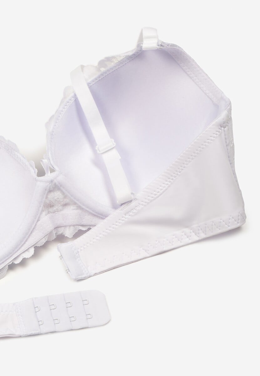 Biały Koronkowy Biustonosz z Sercem z Cyrkonii i Koronką Nelanisea