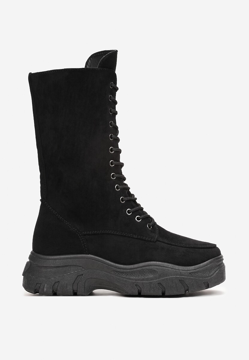 Czarne Botki Workery na Grubej Podeszwie Proniche