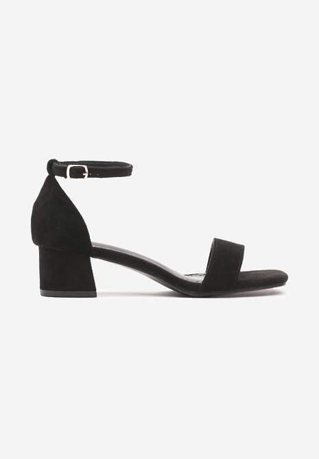 Czarne Sandały z Ekozamszu na Klasycznym Słupku Effiba