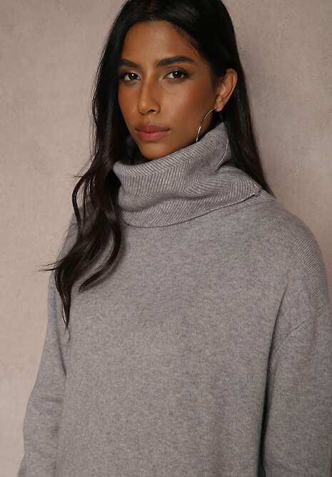 Jasnoszary Casualowy Golf Oversize z Wiskozą i Modalem Emira