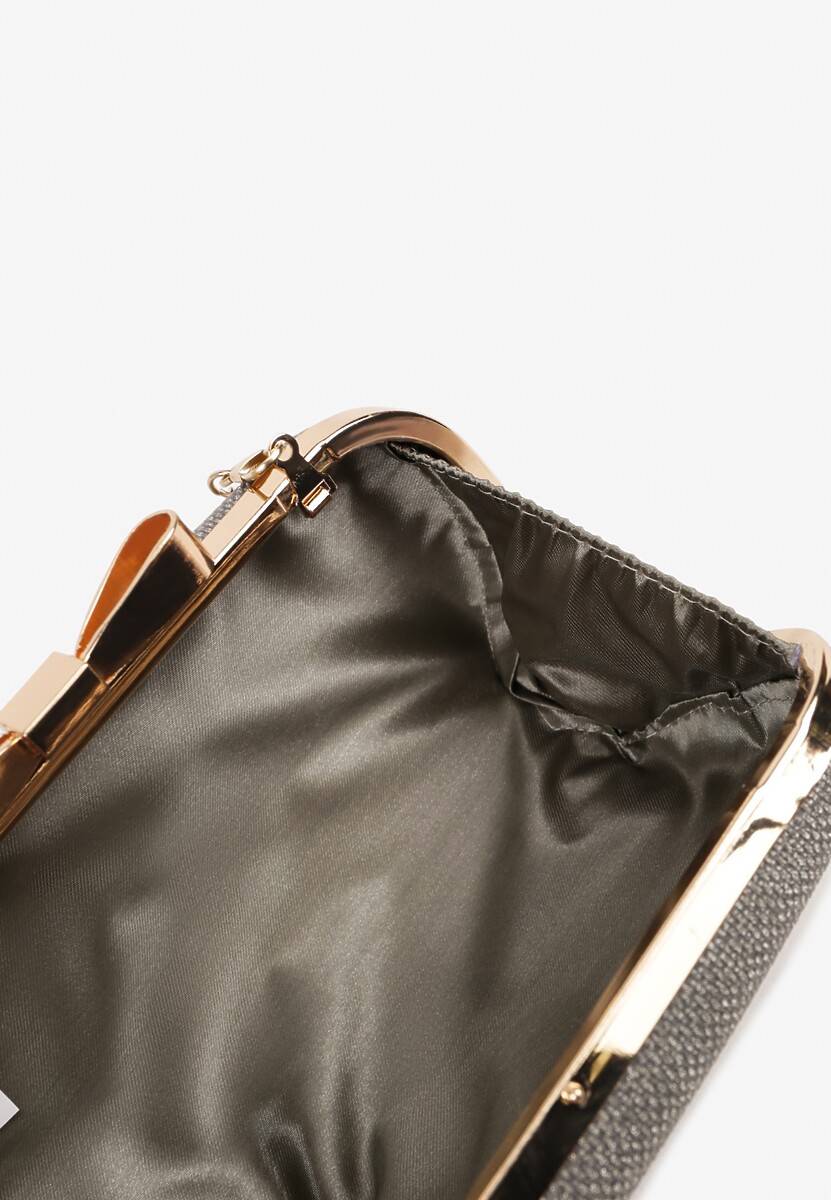 Szara Torebka Kopertówka z Dodatkowym Łańcuszkiem i Metalicznym Zapięciem Grireia