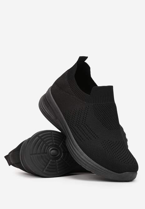 Czarne Buty Sportowe z Perforacyjnego Materiału Sherlina