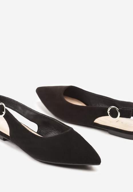 Czarne Sandały na Płaskiej Podeszwie Typu Slingback Nonarielae