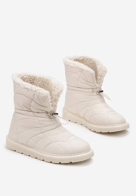 Beżowe Śniegowce ze Ściągaczem i Ozdobnym Barankiem Tytusore