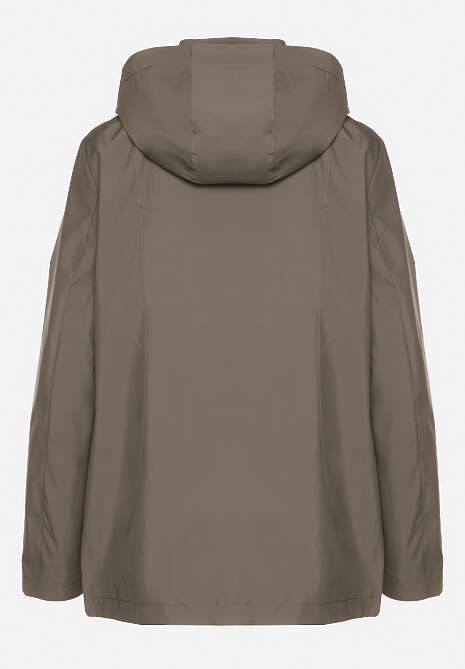Jasnobrązowa Kurtka w Stylu Wiatrówki z Odpinanym Kapturem Ndivena