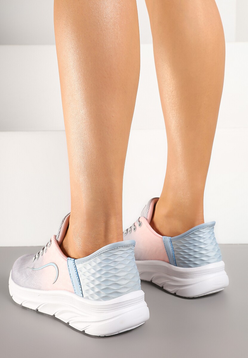 Jasnoszare Buty Sportowe Sneakersy z Ozdobnym Tłoczeniem na Pięcie i Napisem Darilen