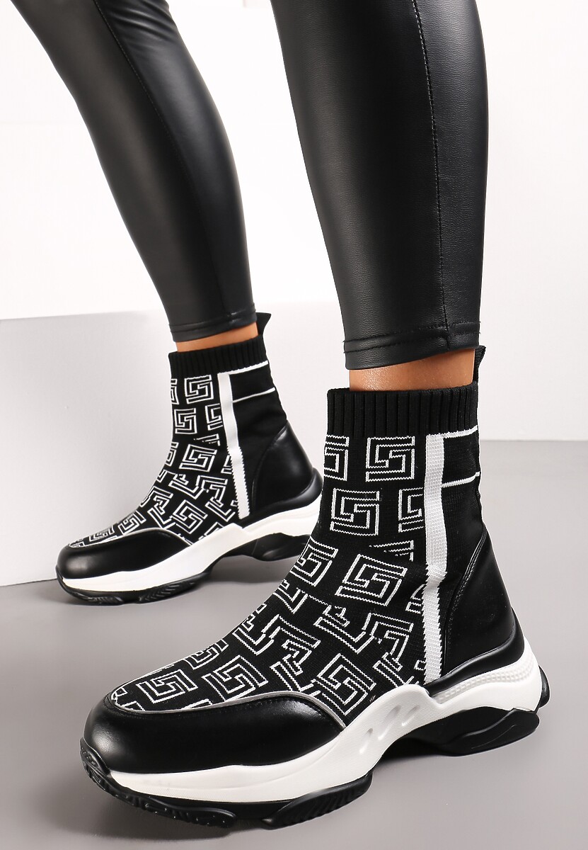 Beżowe Skarpetkowe Sneakersy na Płaskiej Grubej Podeszwie Parnelia