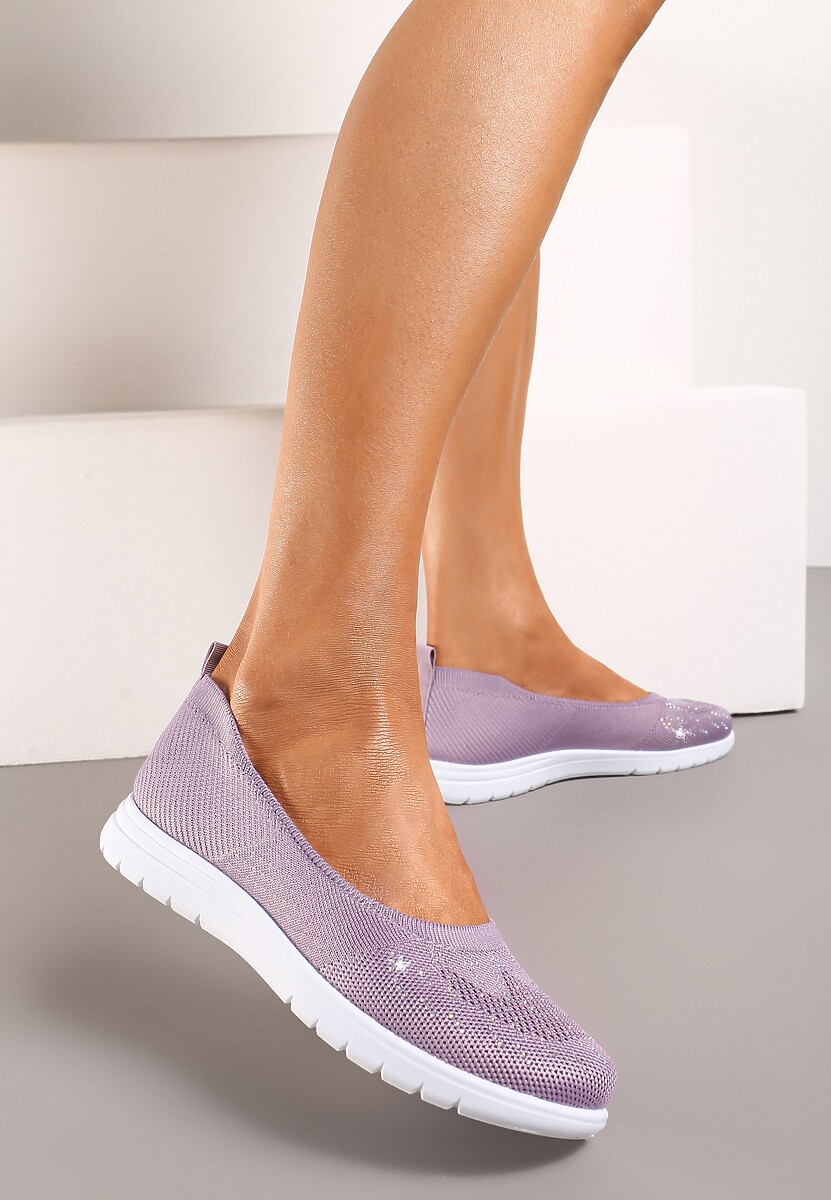 Niebieskie Płaskie Tenisówki Zdobione Cyrkoniami Lomadia