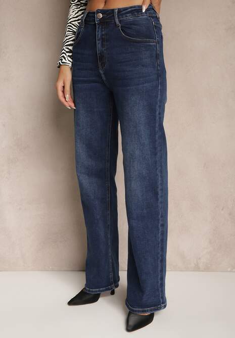 Niebieskie Szerokie Jeansy z Bawełną Yllerie