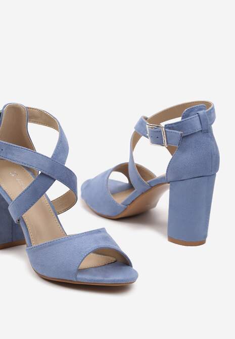 Niebieskie Sandały Zapinane na Sprzączkę na Słupku Meavilla