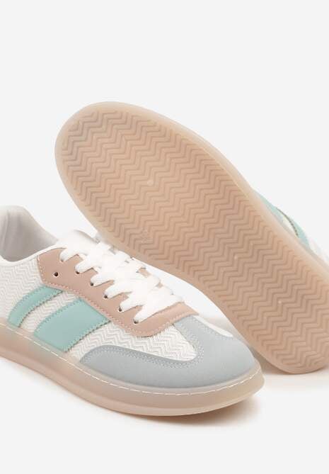 Biało-Niebieskie Sneakersy Tenisówki Ozdobione Paskami Amodira