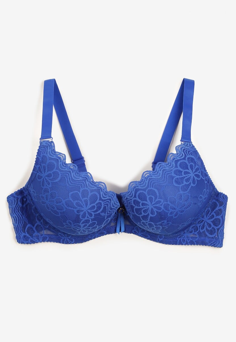 Niebieski Koronkowy Biustonosz Typu Push-Up Chrisalia