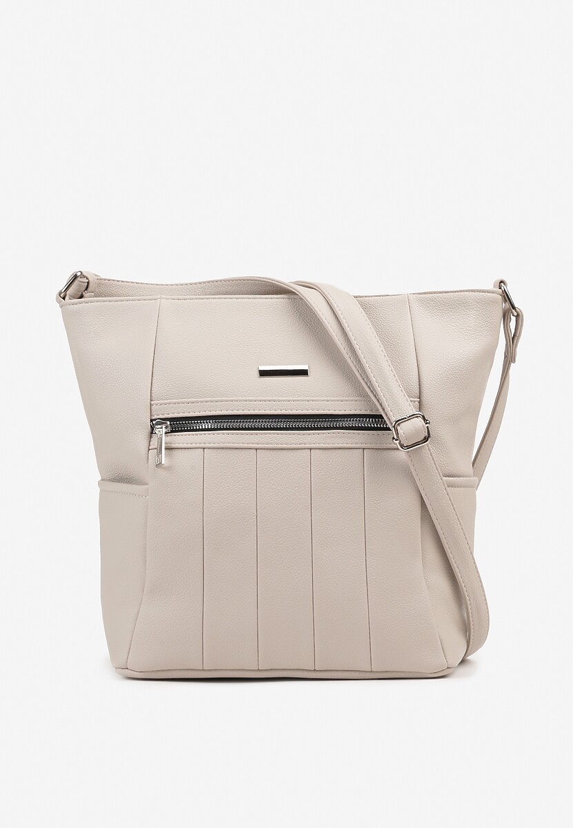 Jasnobeżowa Torebka na Ramię z Ozdobnym Tłoczeniem Nanelven