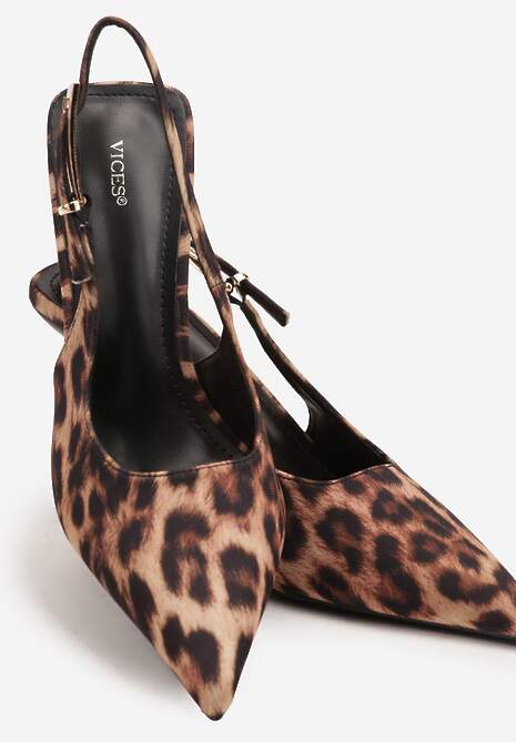 Panterkowe Sandały na Szpilce Vices Typu Slingback Tilazea