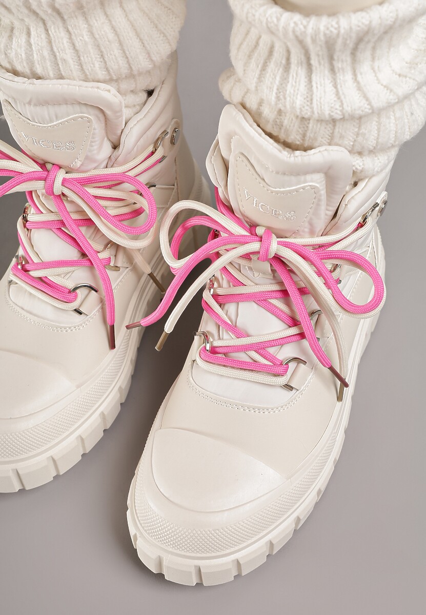 Beżowe Śniegowce Vices na Platformie z Tłoczeniem Anorrise