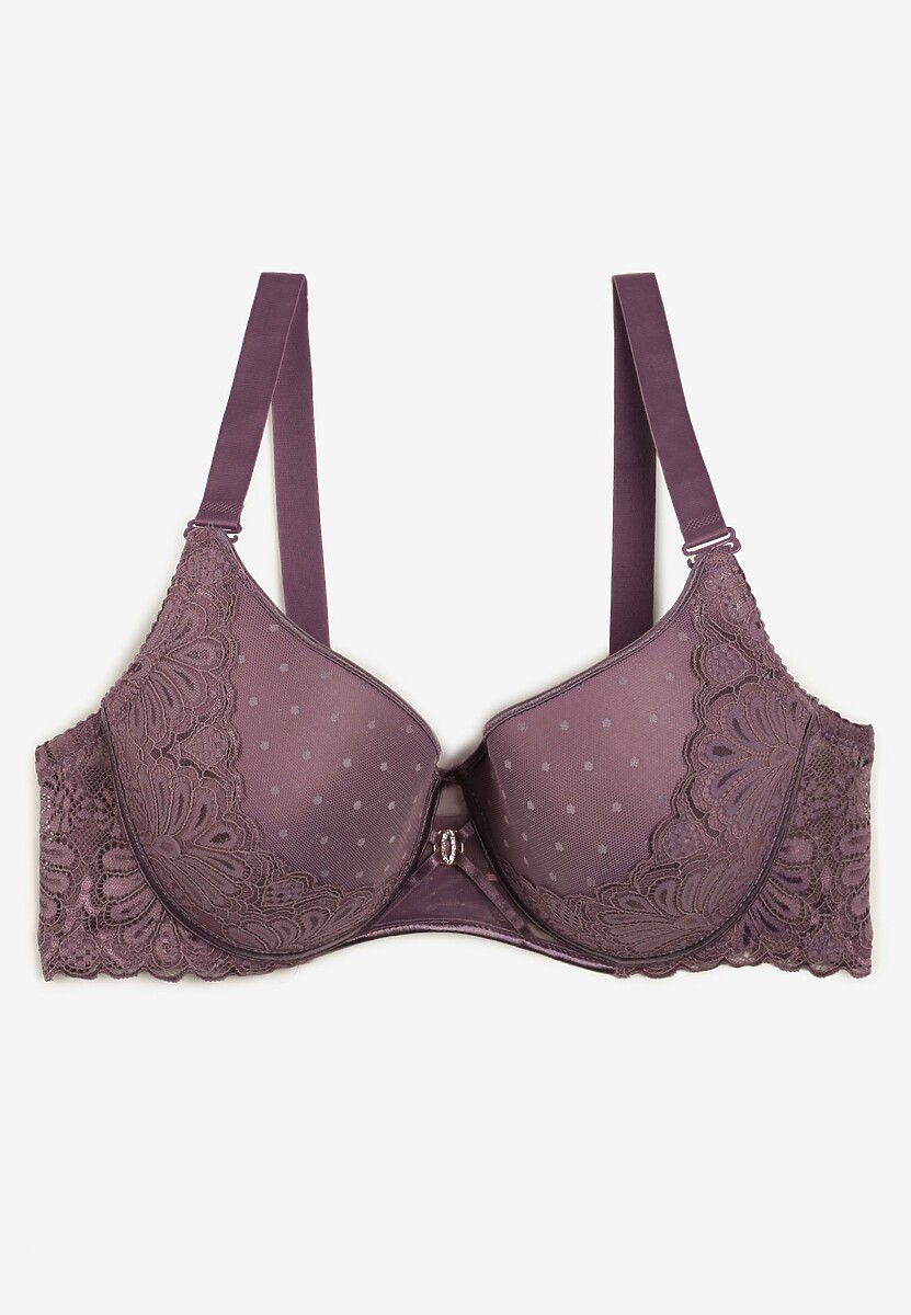 Fioletowy Biustonosz Full Cup Pokryty Koronką Hiacinthia