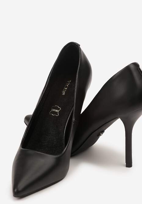 Czarne Szpilki Vices z Wkładką ze Skóry Naturalnej Mivika