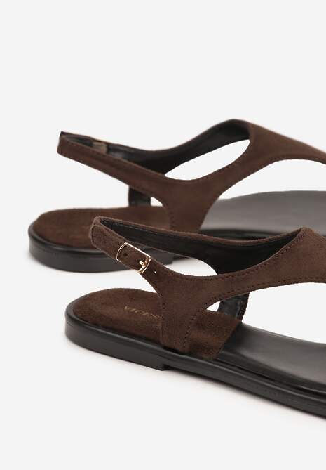Brązowe Sandały Vices o Fasonie Japonek Meramira