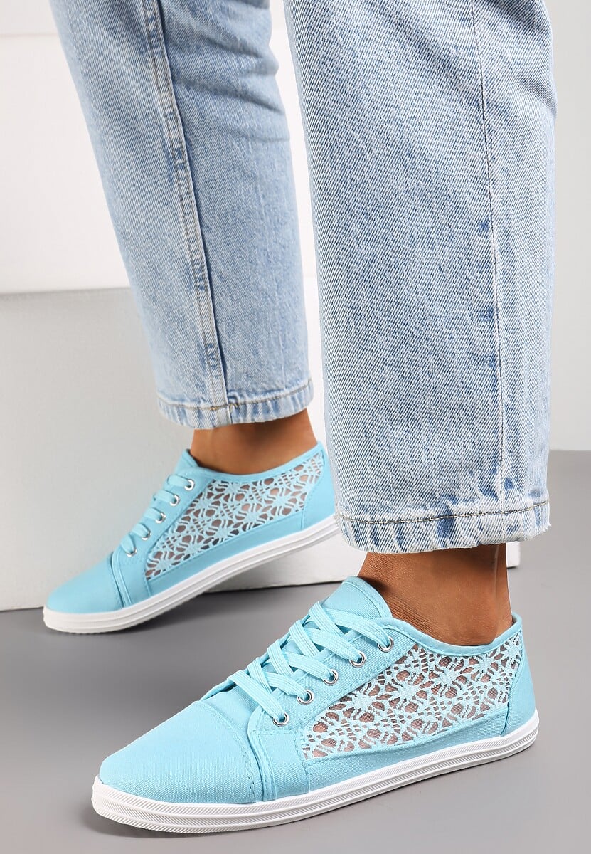 Pomarańczowe Tenisówki z Ażurowymi Wstawkami Po Bokach Salessa